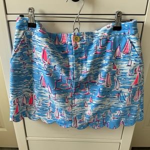 NWT Lilly Pulitzer Knit Colette Skort in Zanzibar Blue Boatylicious. Sz. 6.